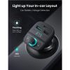 Slika USB auto FM transmiter i punjač UGREEN LED zaslon, BT, TF 128 GB, USB-C, 2x USB, Quick charge 3.0, crni