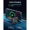 Slika USB auto FM transmiter i punjač UGREEN LED zaslon, BT, TF 128 GB, USB-C, 2x USB, Quick charge 3.0, crni