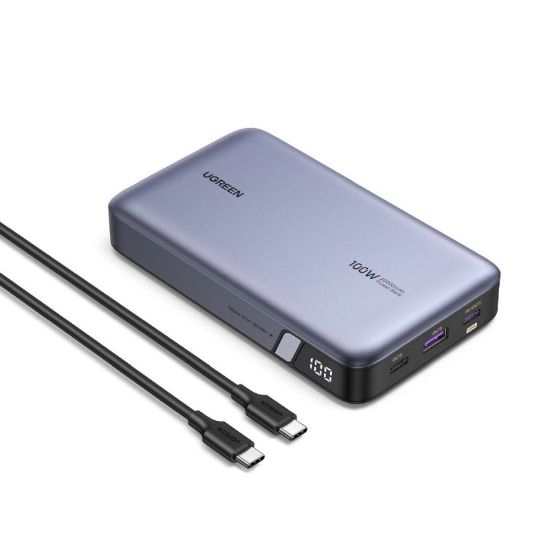 Slika Power bank UGREEN, 20.000mAh, 100W brzo punjenje, 2×USB-C+1×USB-A, PD 3.0+QC 3.0, srebrni