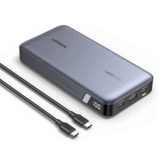 Slika Power bank UGREEN, 25.000mAh, 145W brzo punjenje, 2×USB-C+1×USB-A, PD 3.0+QC 3.0, srebrni