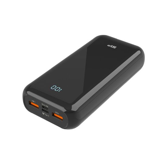 Slika Power bank Silicon QS28, 20000mAh, 18W, 2×USB-A (QC3.0)/1×USB-C (PD)/Micro USB, crni