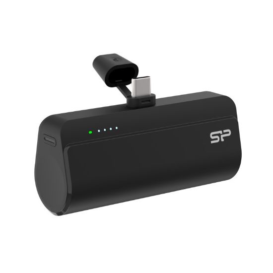 Slika Power bank Silicon QD50, 5000mAh, 20W, integrated Type C connector+Type C port, QC3.0+PD, crni