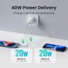 Slika USB punjač zidni UGREEN 40W, 2×USB-C, PD3.0/QC4.0+, bijeli