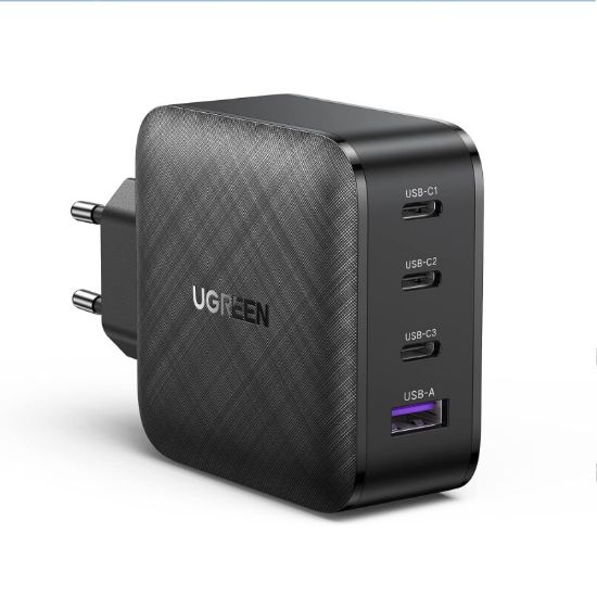 Slika USB punjač zidni UGREEN 65W, 1xUSB-A, 3xUSB-C, GaN II Tech, QC4.0+, PD3.0, crni
