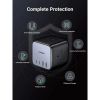 Slika USB punjač zidni UGREEN DigiNest Cube, 65W, 3x ŠUKO, 2x USB-C, 2x USB-A, 1.8m, crno sivi