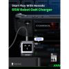 Slika USB punjač zidni UGREEN Robot, 65W, 2x USB-C, USB-A, GaN, sivo crni
