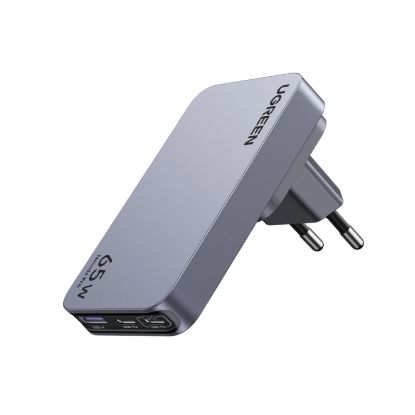 Slika USB punjač zidni UGREEN Ultra-Slim Nexode Pro 65W, 2x USB-C, USB-A, GaNInfinity, sivi