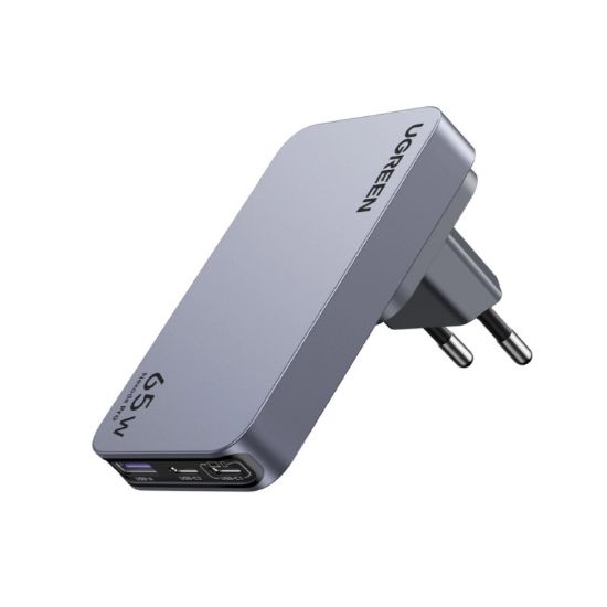 Slika USB punjač zidni UGREEN Ultra-Slim Nexode Pro 65W, 2x USB-C, USB-A, GaNInfinity, sivi