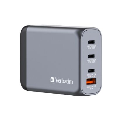 Slika USB punjač zidni Verbatim GNC-100 GaN 100W 3xUSB-C/1xUSB-A