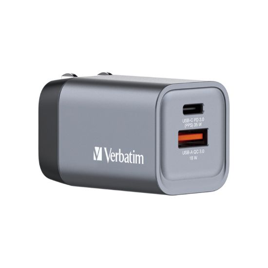 Slika USB punjač zidni Verbatim GNC-35 GaN 35W 1xUSB-C/1xUSB-A