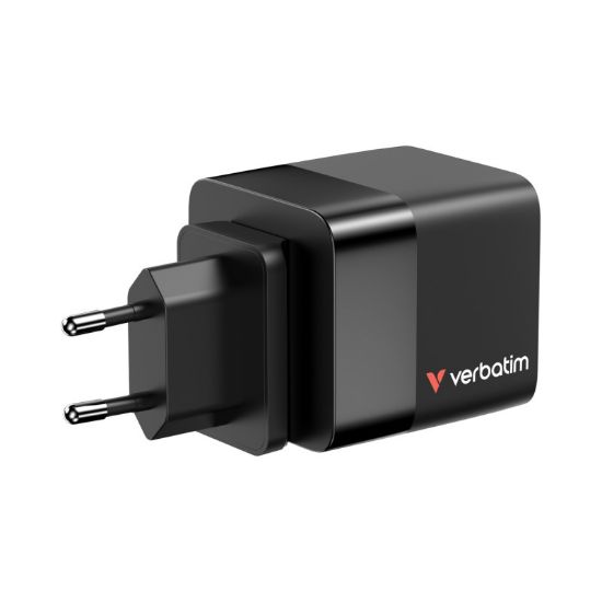 Slika USB punjač zidni Verbatim GaN 65W s USB-C kabelom na uvlačenje, PD, QC 3.0, 1xUSB-C, 1xUSB-A