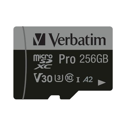 Slika Secure Digital card Micro 256 GB Verbatim PRO SDXC, U3, A2, V30, Class 10 Card + adapter