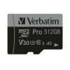 Slika Secure Digital card Micro 512 GB Verbatim PRO SDXC, U3, A2, V30, Class 10 Card + adapter