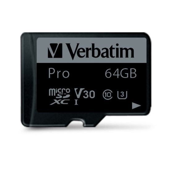 Slika Secure Digital card Micro  64 GB Verbatim Micro SD Pro (XC/UHS1) Class 10 Card + adapter