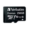 Slika Secure Digital card Micro 256 GB Verbatim Premium (XC/UHS1) Class 10 Card + adapter