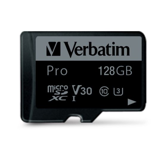 Slika Secure Digital card Micro 128 GB Verbatim Micro SD Pro (XC/UHS3) Class 10 Card + adapter