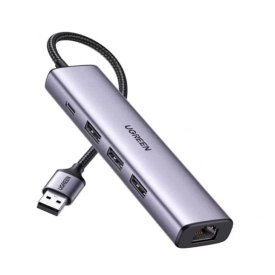Slika USB Hub 3.0 4-port UGREEN 5-u-1 Hub, 3×USB-A/1×USB-C/1×G-LAN