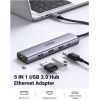 Slika USB Hub 3.0 4-port UGREEN 5-u-1 Hub, 3×USB-A/1×USB-C/1×G-LAN