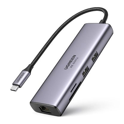 Slika USB Hub 3.0 2-port UGREEN 5-u-1 Hub, USB-C, HDMI, RJ45, SD&TF, PD 4K 60Hz