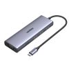 Slika USB Hub 3.0 3-port UGREEN 5-u-1 Hub, USB-C, 3.0 A, VGA, HDMI,  RJ45 Gigabit, SD/TF, PD, 3.5mm sivi