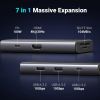 Slika USB Hub 3.2 2-port UGREEN 7-u-1 Hub, USB-C, HDMI 4K 30Hz, čitač kartica SD/TF, PD, sivi