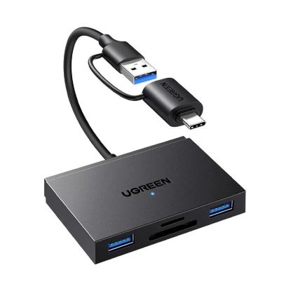 Slika USB Hub 3.0 4-port UGREEN, USB-C/A, 2xUSB-A, 1xSD, 1xTF, sivi