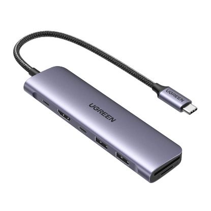 Slika USB Hub 3.0 2-port UGREEN 7-u-1, USB-C, HDMI 4K, PD 100W, čitač kartica SD/TF