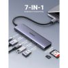Slika USB Hub 3.0 2-port UGREEN 7-u-1, USB-C, HDMI 4K, PD 100W, čitač kartica SD/TF
