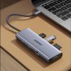 Slika USB Hub 3.0 3-port UGREEN 9-u-1, USB-C, HDMI 4K 60, VGA, PD 100W, RJ45, čitač kartica SD/TF