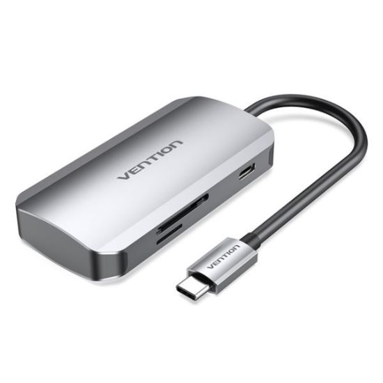 Slika USB Hub 3.0 3-port Vention USB-C, SD TF PD Hub 0.15M Gray
