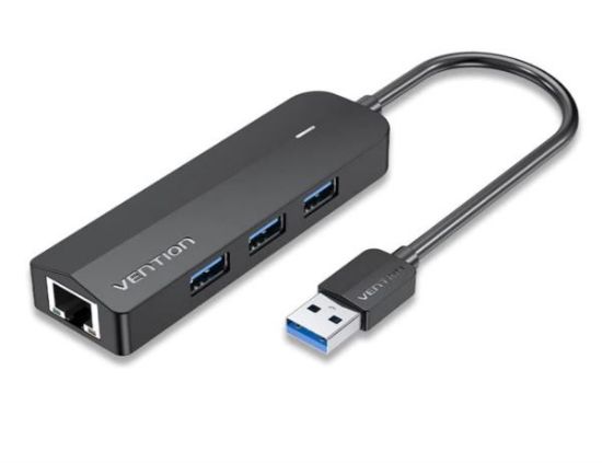 Slika USB Hub 3.0 3-port Vention Hub with Gigabit Ethernet Adapter 0,15m Black