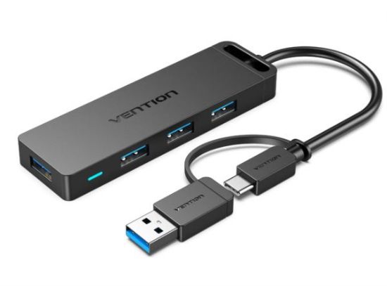 Slika USB Hub 3.0 4-port Vention USB-C 2-in-1 Interface and Power Supply 0,15m