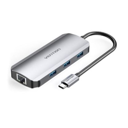 Slika Vention USB-C to HDMI, USB 3.0 x3, RJ45, PD Docking Station 0,15m