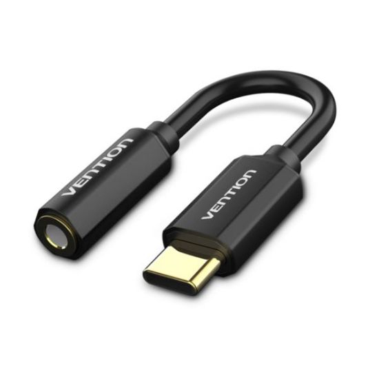 Slika USB-C na 3.5mm, M/F Vention Audio Cable, 0.1m, Black Metal Type