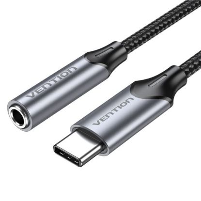 Slika USB-C na 3.5mm, M/F Vention Earphone Jack With DAC Adapter, 0.1m, Gray