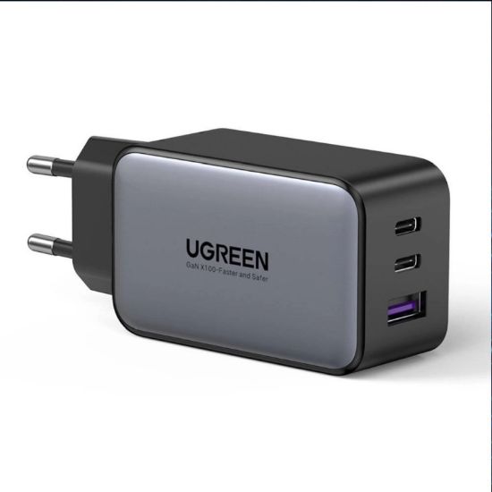 Slika USB punjač zidni UGREEN 65W, 1xUSB-A, 2xUSB-C, GaN II Tech, QC4.0+, PD3.0, crni