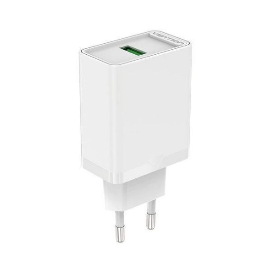Slika USB punjač zidni Vention 1-port USB (18W) EU-Plug, White