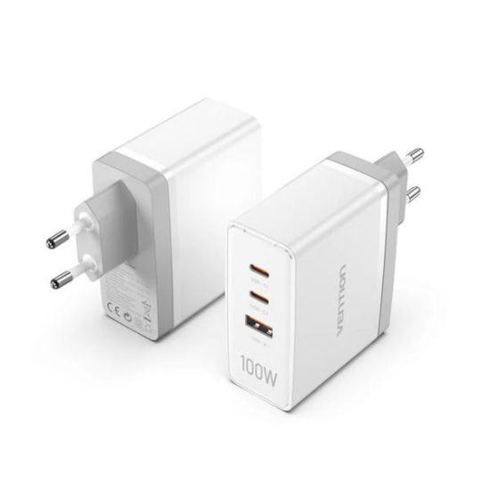 Slika USB punjač zidni Vention 3-Port USB-2C/A (100W 100W 30W) White