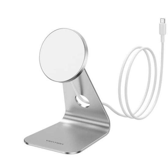 Slika Vention 15W Magnetic Wireless Charger Stand with MagSafe 1M Silver