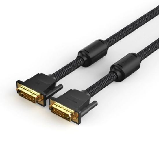Slika DVI cable DVI-D - DVI-D dual link  5 m, Vention Cotton Braided, Black