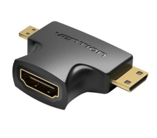 Slika HDMI M Micro + Mini - HDMI F 2 in 1 adapter Vention, Black