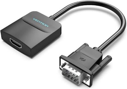 Slika VGA M + Audio - HDMI F adapter/kabel, Vention with Female Micro USB and Audio Port 0.15m, Black