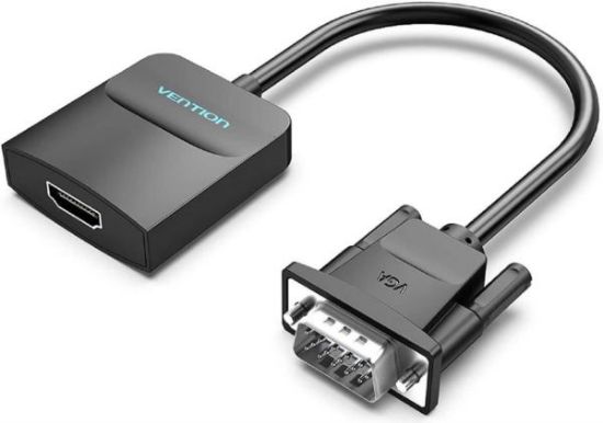 Slika VGA M + Audio - HDMI F adapter/kabel, Vention with Female Micro USB and Audio Port 0.15m, Black