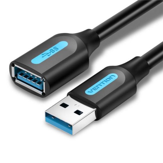 Slika USB 3.0 TIP A-A M/F 2.0 m, Vention, Black PVC Type