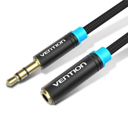 Slika Kabel 3.5mm Jack M/F  2,0 m Vention Cotton Braided, Black