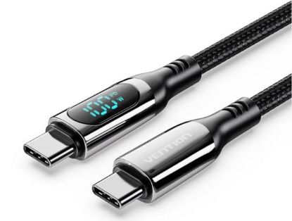 Slika USB 2.0 TIP C-C M/M 1.2 m, Vention Cotton Braided 5A With LED Display