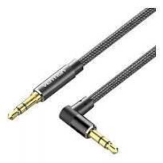 Slika Kabel 3.5mm Jack Kutni M/M  0,5 m Vention Cotton Braided, Black