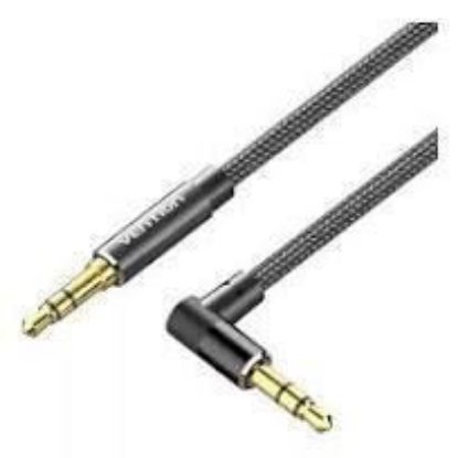Slika Kabel 3.5mm Jack Kutni M/M  1,0 m Vention Cotton Braided, Black