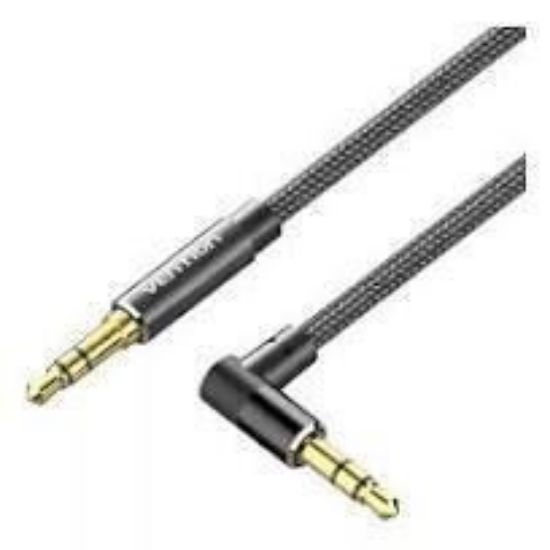 Slika Kabel 3.5mm Jack Kutni M/M  1,0 m Vention Cotton Braided, Black