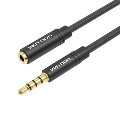 Slika Kabel 3.5mm Jack M/F  2,0 m Vention Cotton Braided Extension Cable, Black